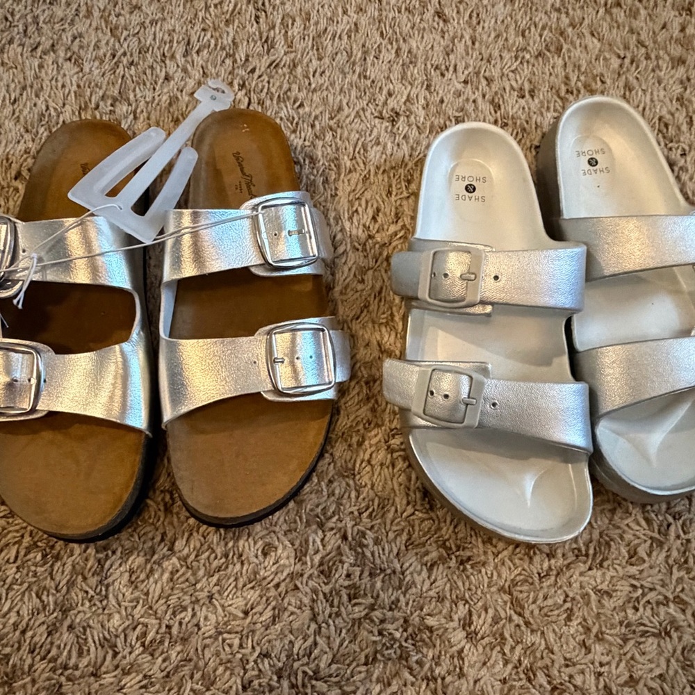 Shade & Shore Metallic Silver womens Sandals